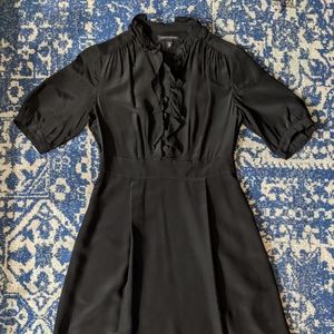 Banana Republic Black Ruffle Collar Short Dress, size Petite 2P